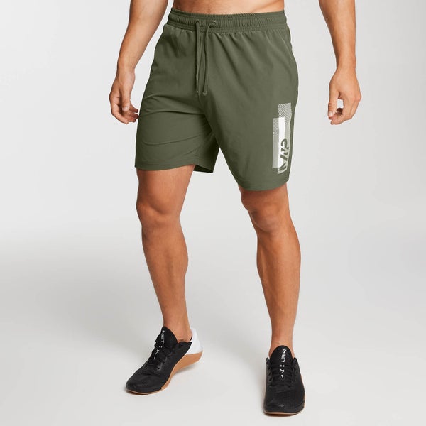Moške potiskane športne kratke hlače – vojaško zelene