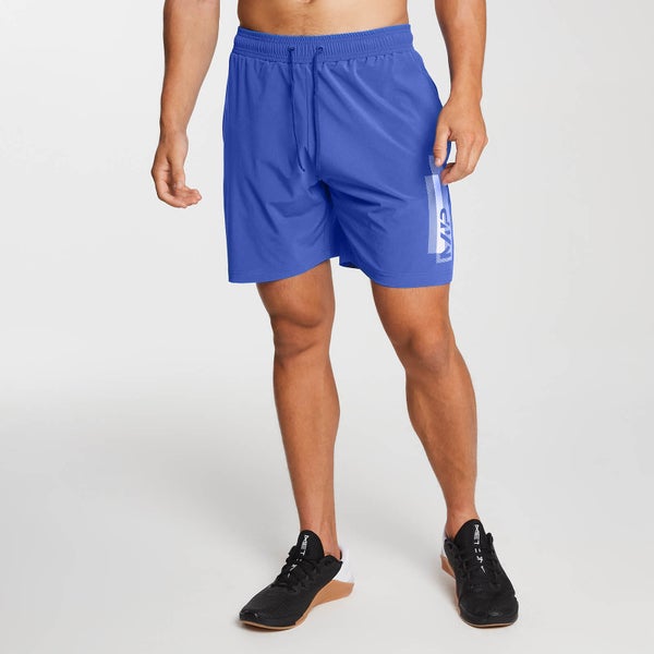 Pantaloni scurți antrenament cu imprimeu pentru bărbați - Albastru de cobalt