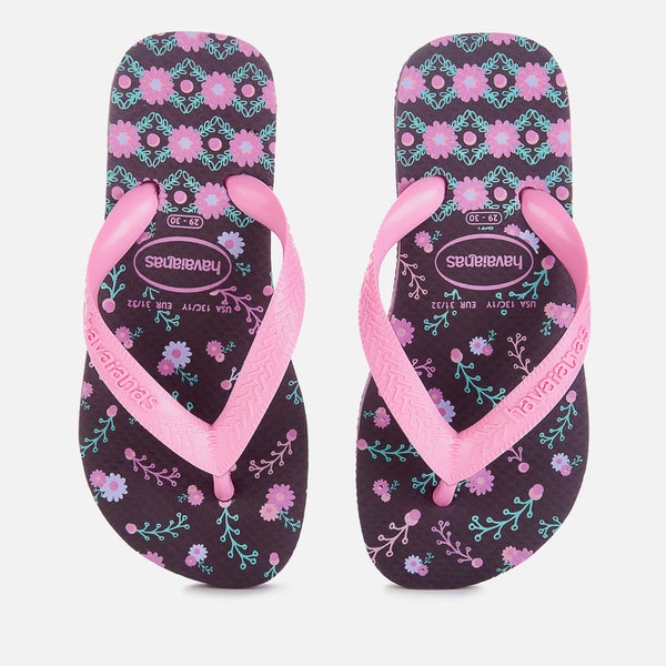 Havaianas Kids' Flores Flip Flops - Aubergine