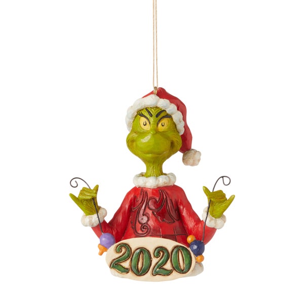 The Grinch by Jim Shore Grinch Holding String of Ornaments (Hanging Ornament) 11.5cm