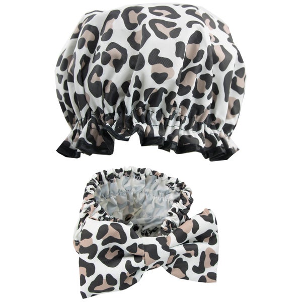 The Vintage Cosmetic Company Headband and Shower Cap Set Leopard Print