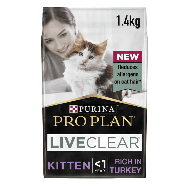Repeat Delivery - PRO PLAN LIVECLEAR Cat-Allergen Reducing Dry Kitten Food - Turkey - 1.4KG