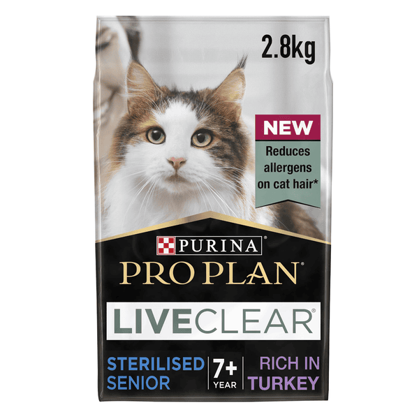 Repeat Delivery - PRO PLAN LIVECLEAR Cat-Allergen Reducing Dry Sterilised Adult 7+ Food - Turkey - 2.8KG