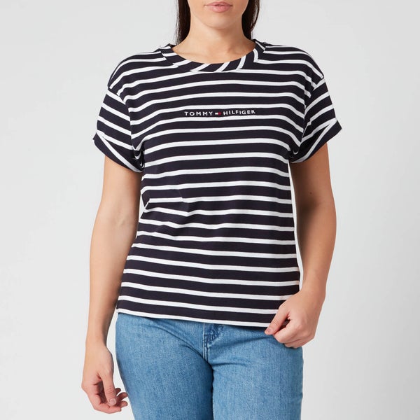 Tommy Hilfiger Women's Essential Relaxed Crew Neck T-Shirt - Breton Stripe Desert Sky