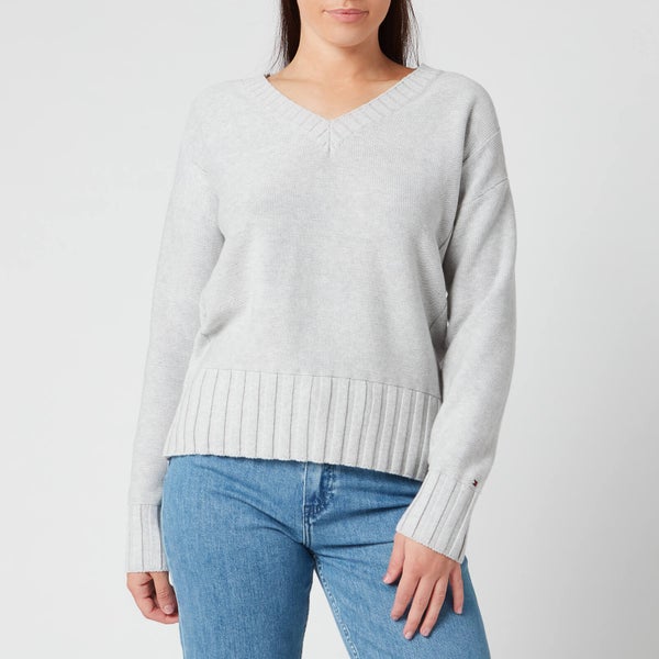 Tommy Hilfiger Women's Aimy V Neck Sweatshirt - Light Grey Heather