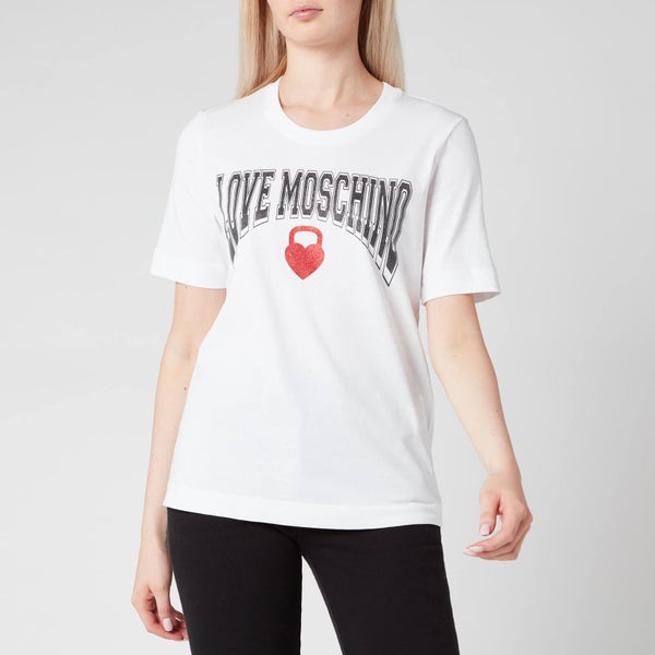 Love Moschino Women's Glitter Logo T-Shirt - White