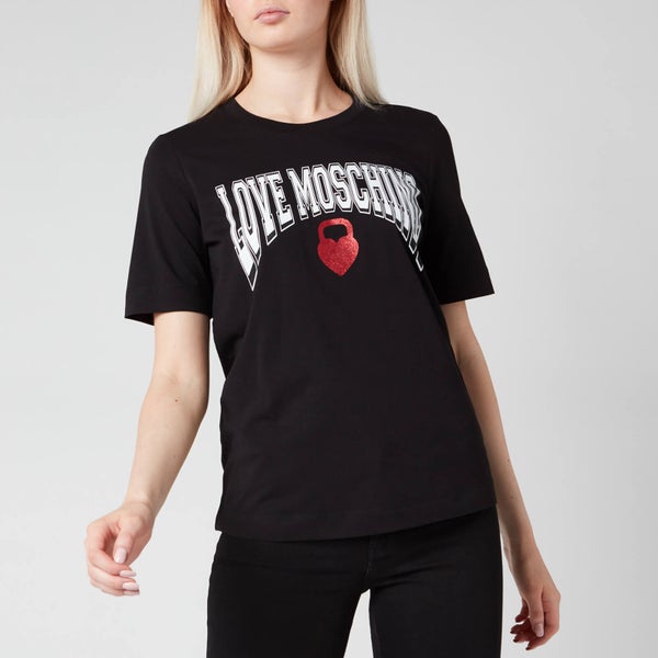 Love Moschino Women's Glitter Logo T-Shirt - Black
