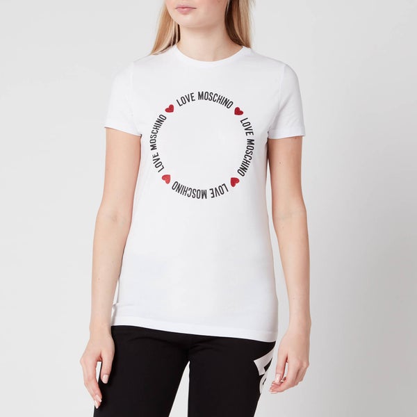 Love Moschino Women's Round Logo T-Shirt - White