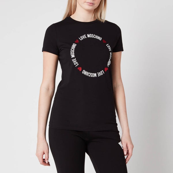 Love Moschino Women's Round Logo T-Shirt - Black