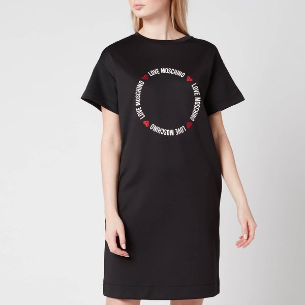 Love Moschino Women's Round Logo T-Shirt Dress - Black