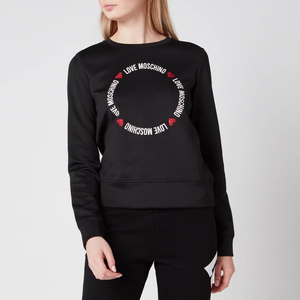 Love Moschino Women's Round Logo Sweatshirt - Black