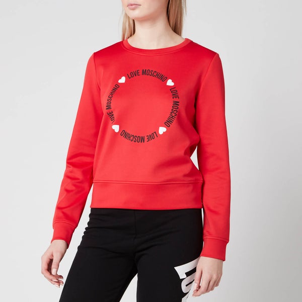 Love Moschino Women's Round Logo Sweatshirt - Red
