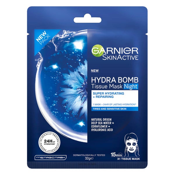 Garnier SkinActive Hydra Bomb Tissue Mask Night - Super Hydrating and Repairing (1 Mask)