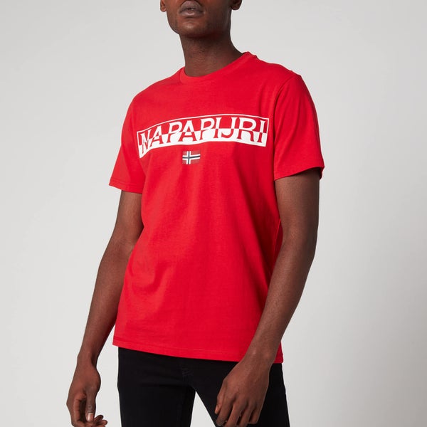 Napapijri Men's Saras Solid Large Logo T-Shirt - Bright Red