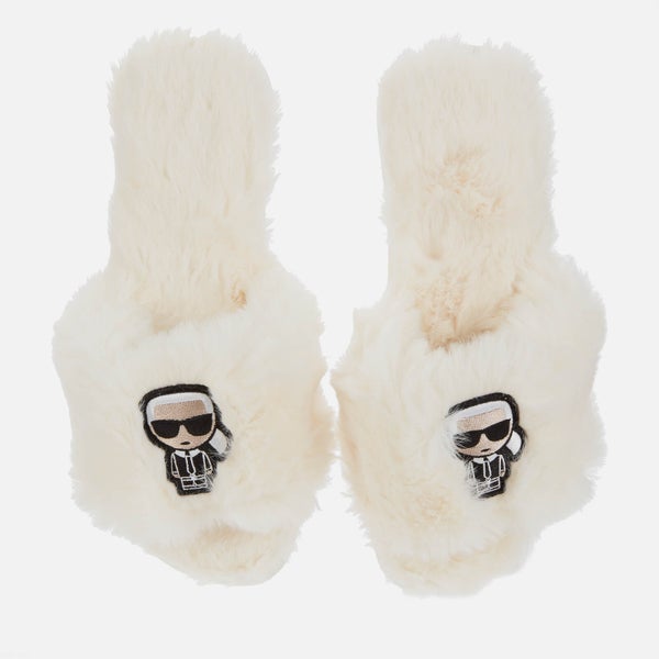 Karl Lagerfeld Women's Salotto II Ikonic Slip-On Slippers - Off White Wool