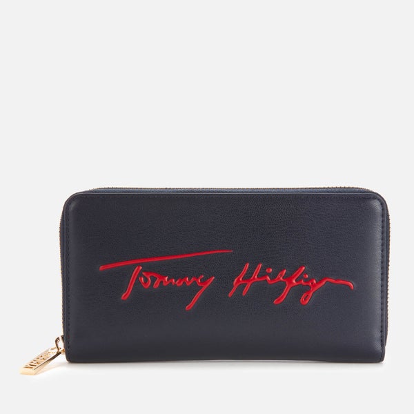 Tommy Hilfiger Women's Iconic Large Zip Around Wallet - Sky Captain