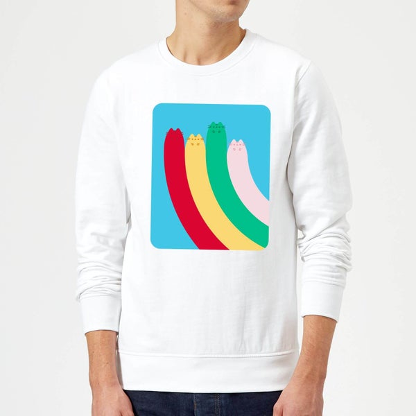 Pusheen Half Rainbow Rectangular Print Sweatshirt - White