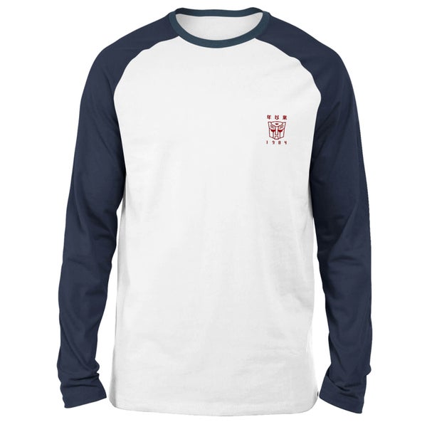 Transformers Autobots Embroidered Unisex Long Sleeved Raglan T-Shirt - White/Navy