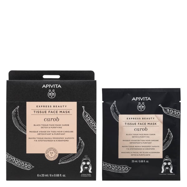 APIVITA Express Beauty Black Tissue Face Mask Detox and Purifying with Carob 20ml