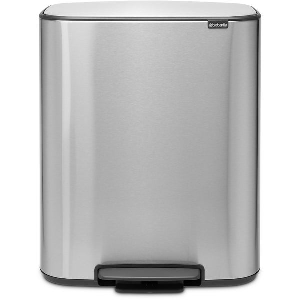 Brabantia Bo Pedal Bin - 2 x 30L - Matt Steel