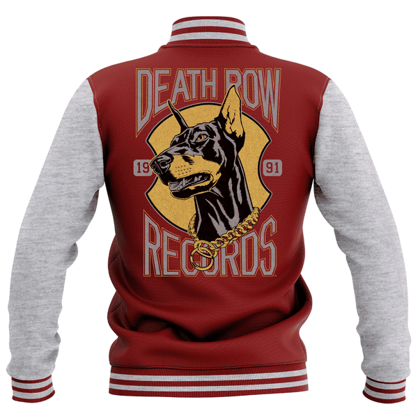 Death Row Records Men's Varsity Jacket - Burgundy / Grey