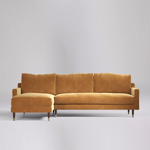 Swoon Reiti Velvet Corner Sofa - Left Hand Side
