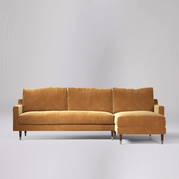 Swoon Reiti Velvet Corner Sofa - Right Hand Side