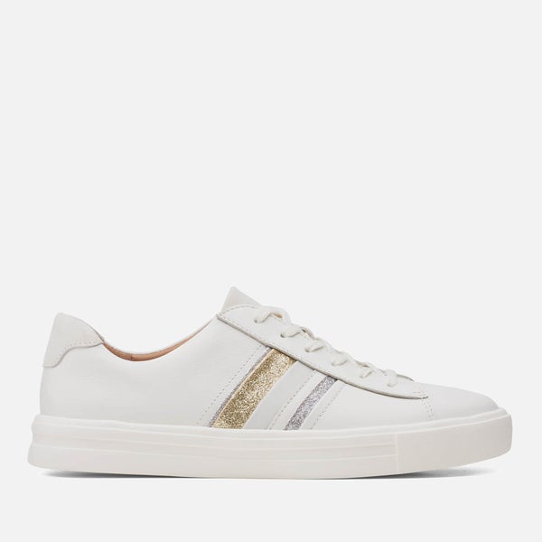 Clarks Women's Un Maui Band Leather Low Top Trainers - White Interest
