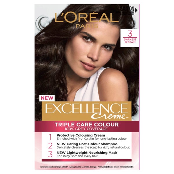 L'Oréal Paris Excellence Creme Permanent Hair Colour - Darkest Brown 3.0