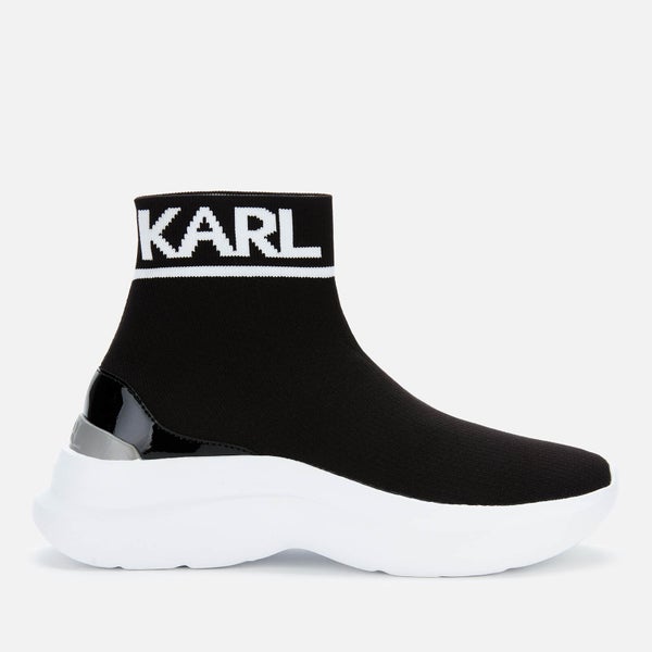 KARL LAGERFELD Women's Skyline Knit Hi-Top Trainers - Black