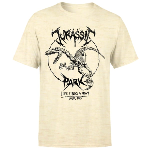 Jurassic Park Raptor Drawn Unisex T-Shirt - White Vintage Wash - M
