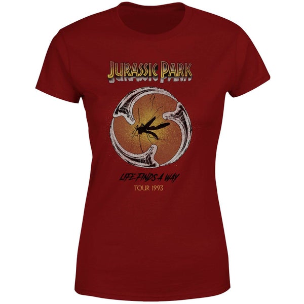 Jurassic Park Life Finds A Way Tour Women's T-Shirt - Burgunder