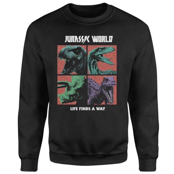 Sweat-shirt Jurassic Park World Four Colour Faces - Noir