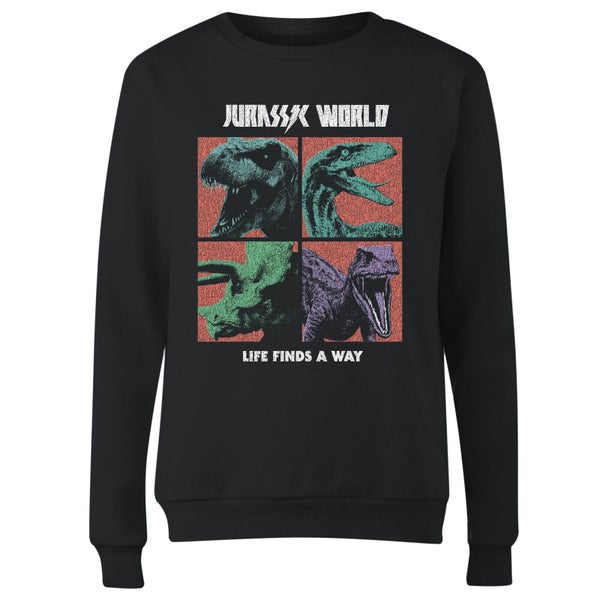 Jurassic Park World Four Colour Faces Women's Sweatshirt - Zwart