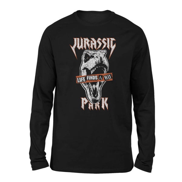 Jurassic Park Rex Punk Unisex Long Sleeved T-Shirt - Black