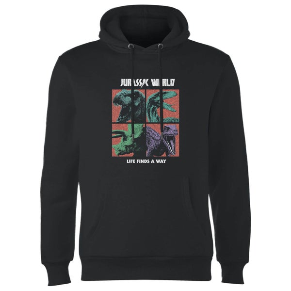 Jurassic Park World Four Colour Faces Hoodie - Schwarz