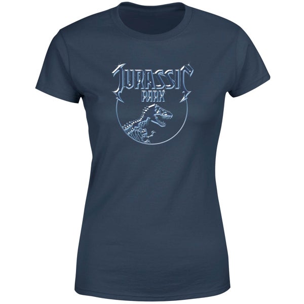 Jurassic Park Logo Metal Women's T-Shirt - Navy