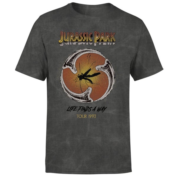 Jurassic Park Life Finds A Way Tour Unisex T-Shirt - Black Acid Wash