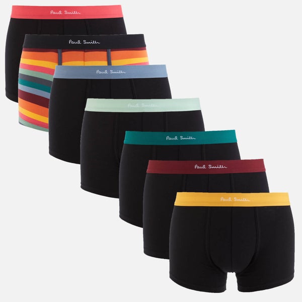 PS Paul Smith Men's 7-Pack Artist Stripe Mixed Boxer Breifs - Black/Multi