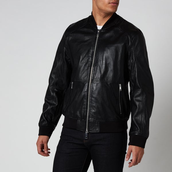 Armani Exchange Men's Leather Blouson Jacket - Black