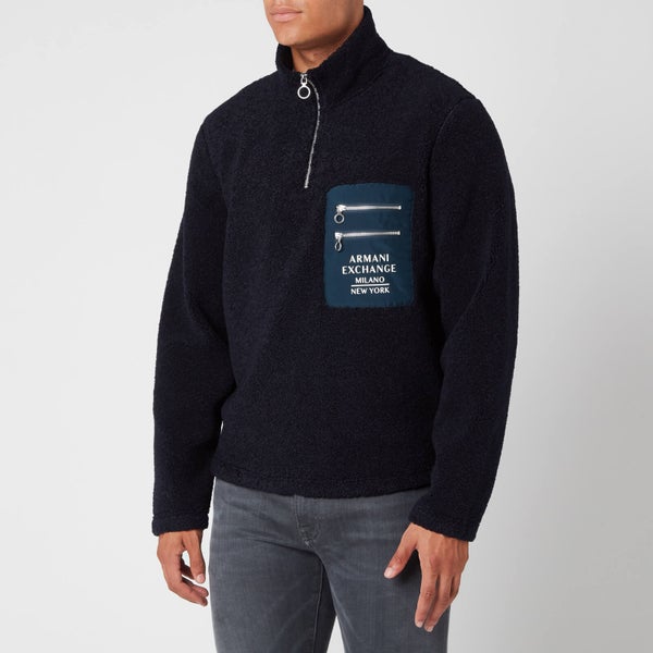 Armani Exchange Men's Fleece Quarter Zip Sweatshirt - Deep Navy