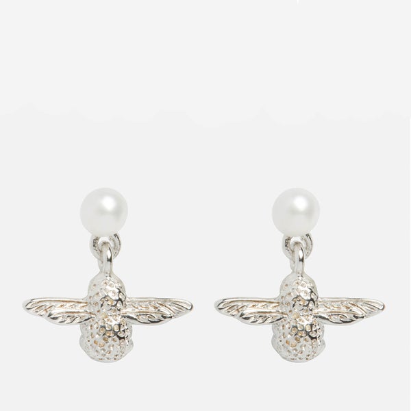 Olivia Burton Women's Pearl & Bee Drop Earrings - Silver