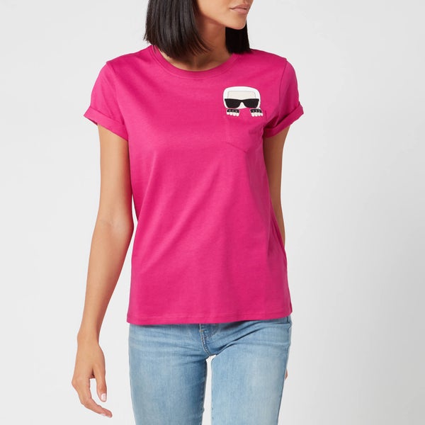 KARL LAGERFELD Women's Ikonic Karl Pocket T-Shirt - Very Berry