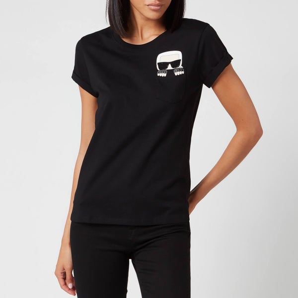 KARL LAGERFELD Women's Ikonic Karl Pocket T-Shirt - Black