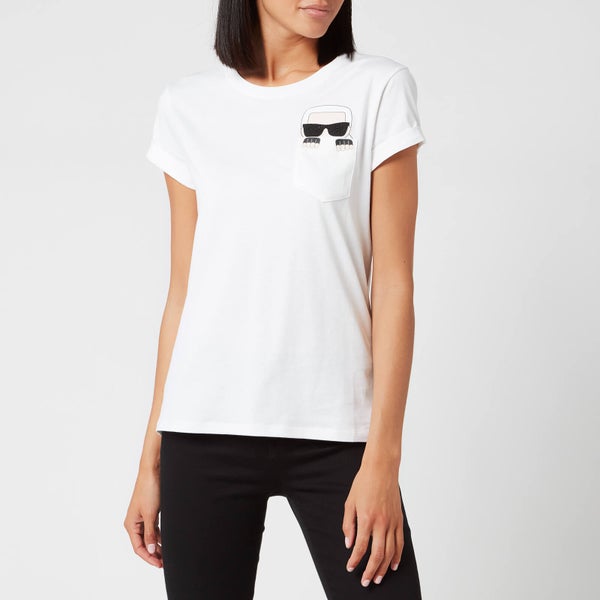 KARL LAGERFELD Women's Ikonic Karl Pocket T-Shirt - White