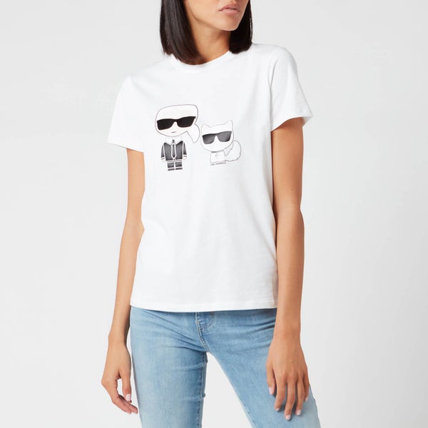 KARL LAGERFELD Women's Ikonic Karl & Choupette T-Shirt - White