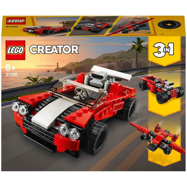 LEGO 31100 Creator 3in1 Sportwagen - Hot Rod - Vliegtuig Bouwset, Speelgoed voor Jongens en Meisjes van 7+ Jaar