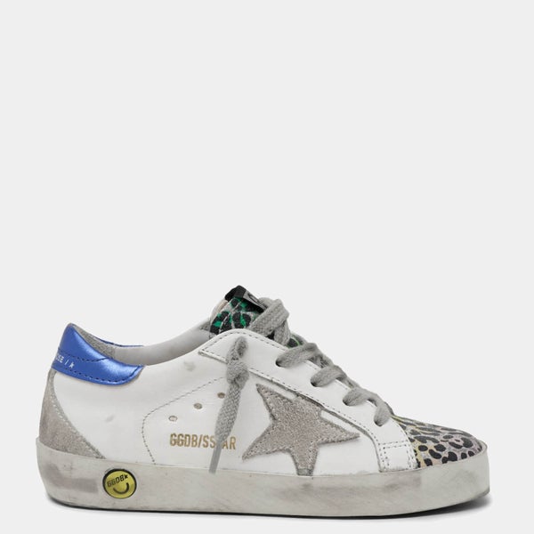 Golden Goose Kids' Superstar Trainers - White/Silver/Multi Leopard