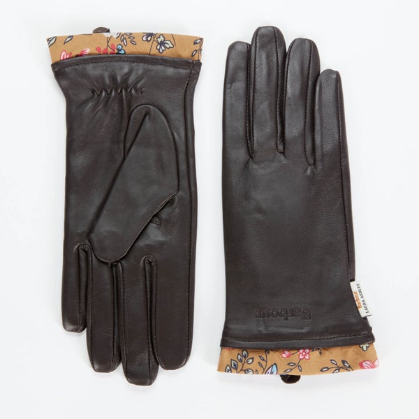 Barbour X Laura Ashley Women's Poplars Leather Gloves - Brown/Indienne