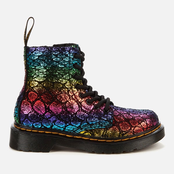Dr. Martens Kids' 1460 Metallic Suede Lace-Up Boots - Black/Rainbow